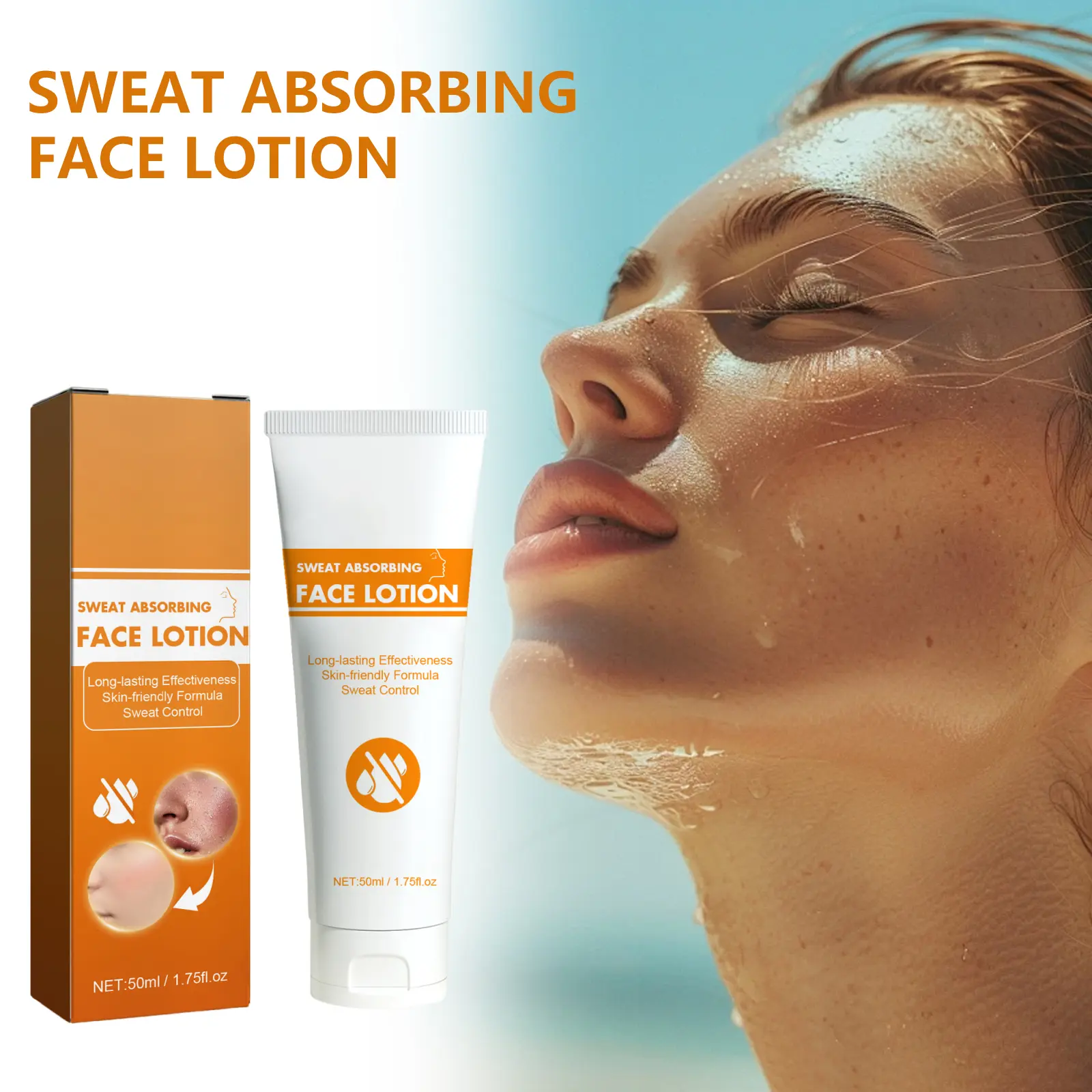 MOSMIA  Facial Sweat-Absorbing Lotion, gently cleanses facial skin, refreshing and skin-friendly, long-lasting oil control facial antiperspirant lotion