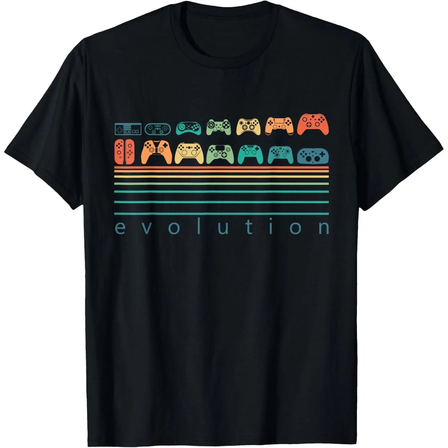 Video Game Controller Evolution 80s 90s Retro Gaming Gamer Graphic T-Shirt