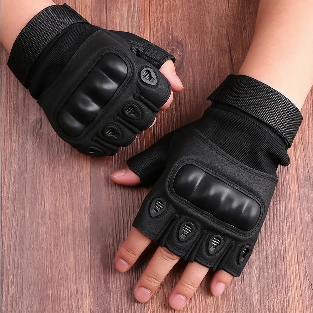 Lightweight Half-Finger Hand Guard Sports Gloves, Soft Back Protective Shell, Non-Slip Wearproof Palm, Finger Ventilation Holes, Elastic Fabric, Wide Velcro Wristband, Multi Color Options