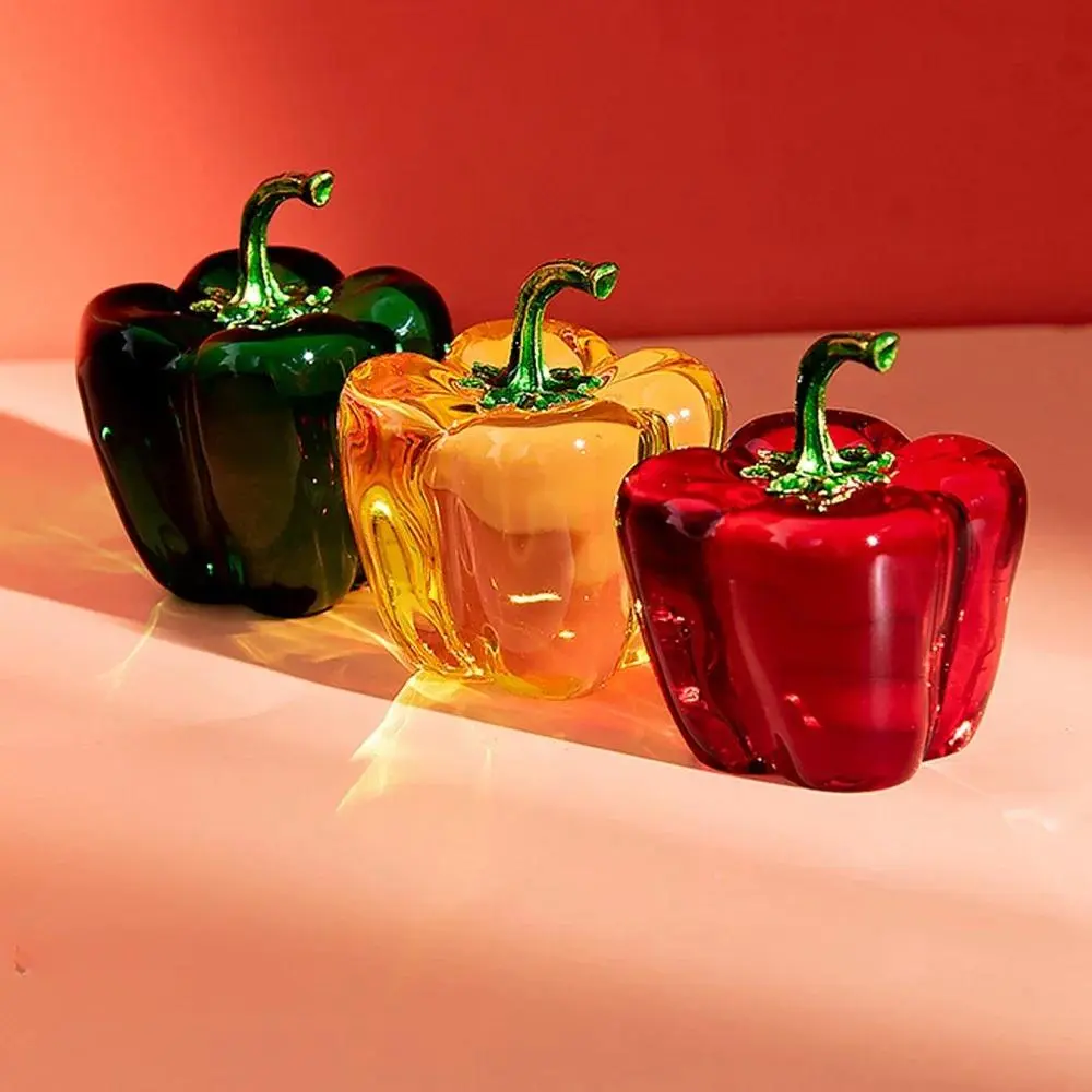Glazed Finish Green Pepper & Chili Miniatures - Adult Collectibles, Green Charm Decorative Sculptures, Home Decor Statues Figurines, Gift Souvenir, Green Charm Miniatures