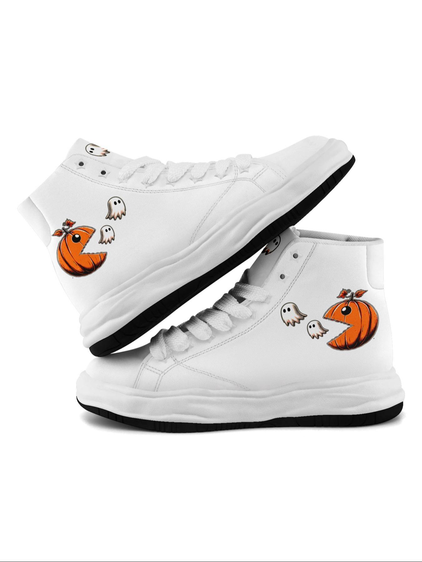 Men's Fashionable Cartoon Print High Top Sneakers, Casual Comfortable Breathable Lace Up Skate Shoes, Male All-match Round Toe Shoes for Daily Wear