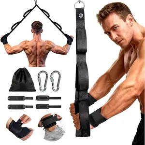 Tricep Rope  Attachment with 6 Anti-Slip Handles, Extra-Long Adjustable Pull Down Rope with Wrist Brace & Ankle Strap for Pushdowns, Crunches & Extensions,  Machine Attachment for  & Gym