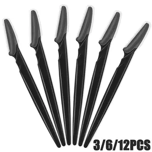 Dermaplane Razor for Women Face – Face Razors for Women & Men, Portable Eyebrow Trimmer & Face Shaver – Exfoliating Facial Razor & Skin Care Tool & Facial Tools for Smoother Skin - Black, 12 pcs