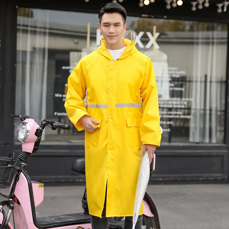 Multi-Size Adult Extra-Thick, Oversized, Long Hooded Oxford Fabric Raincoat - Full-Body Heavy Rainproof Integrated Poncho for Electric Vehicle Outdoor Use