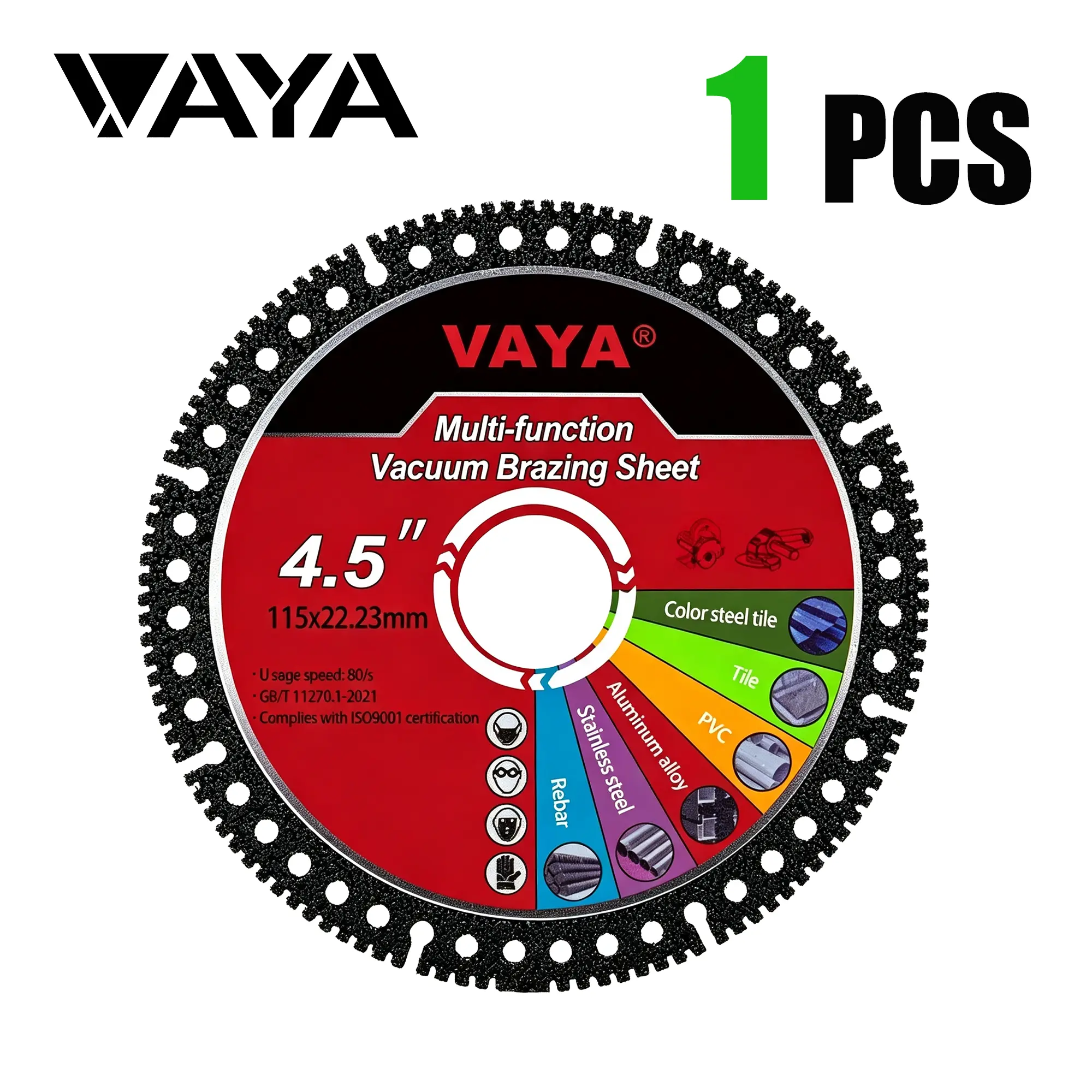 VAYA 4.5" 1PCS Multi-functional Diamond Tile Cutting Blades, Ultra-Thin Dry Cutting Tool Abrasive Discs for Marble Tile Ceramic, Angle Grinder Saw Blades for Outdoor Use