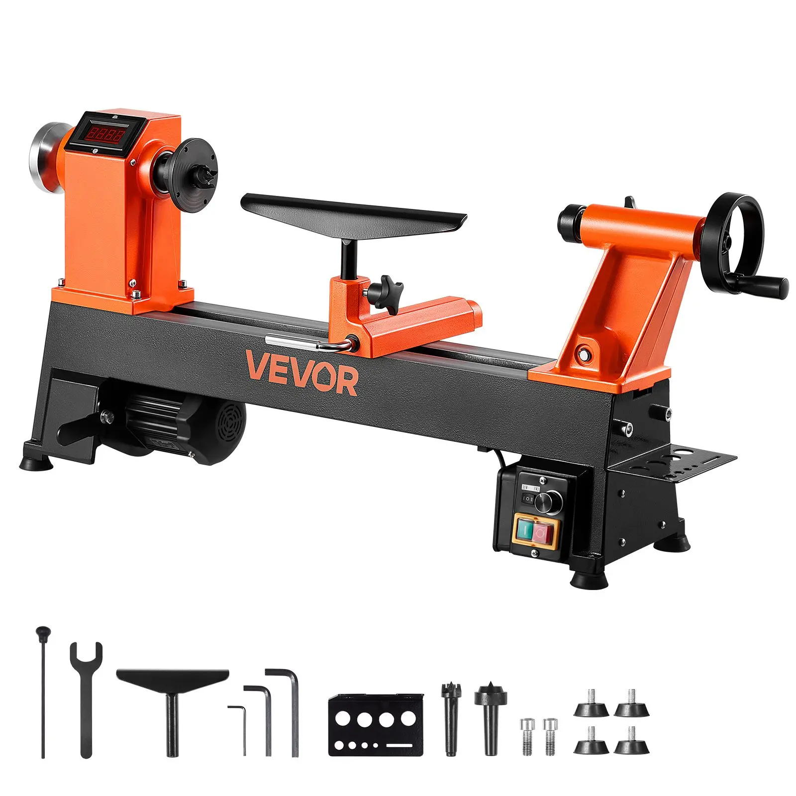 VEVOR Woodworking Lathe, 1 HP, Benchtop Wood Lathe Machine with 0 to 3800 RPM Variable Speed, 12 x 18 in Workbench, Brushless DC Motor, Cast Iron Construction, for Beginner DIY Enthusiast Woodworking