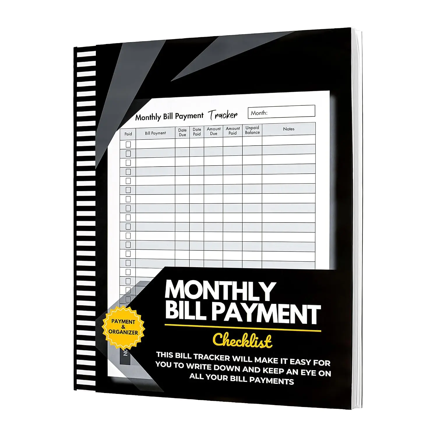 Bill Payment Tracker Notebook, Paper-Based Organizer - 8.5"x11" Size, 132 Pages, Spiral and Simple Binding (Accounting Office Stationery)