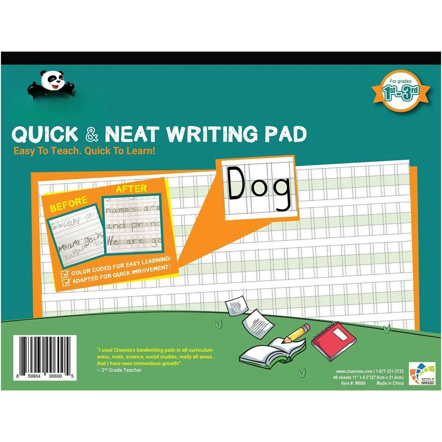 Quick & Neat Writing Pad, Practical  Handwriting Practice Workbook, 40 Color-Coded Double-Sided Worksheets for Easy Learning, Improves Penmanship & Writing Skills
