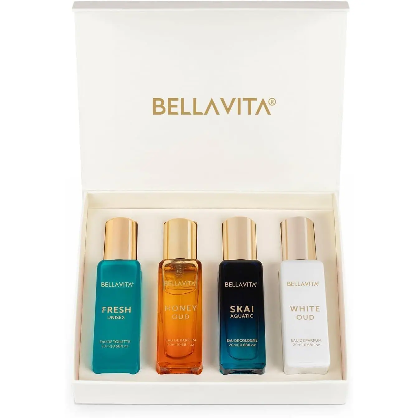Bellavita Luxury Unisex Perfume Gift Set with Honey & White Oud, Skai, & Fresh |   80ml |   Perfume for Men and Women |   Honey, Artemisia Lemon, Bergamot, & Sweet Almond Notes |   Gift for Father's Day
