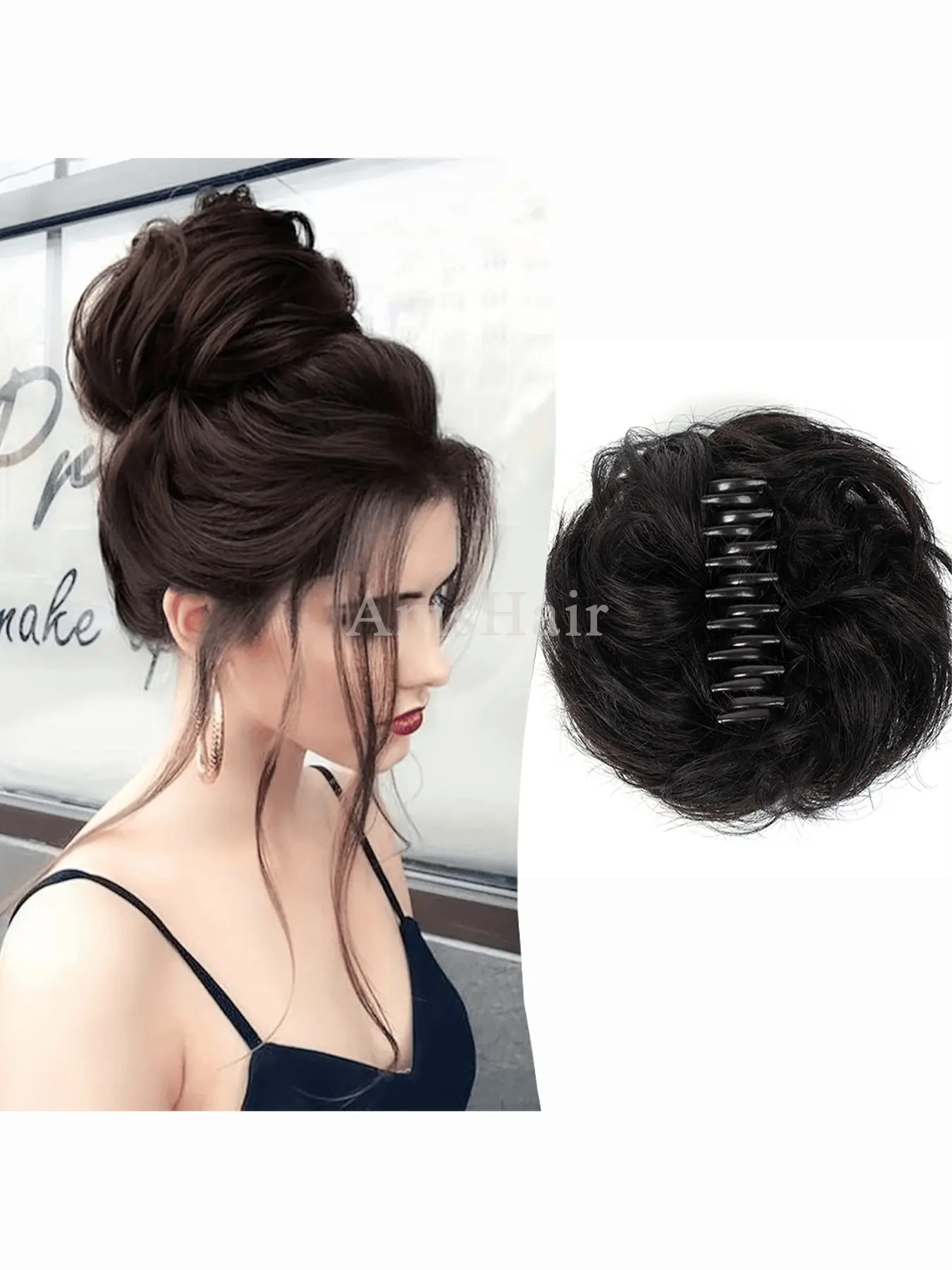 Women'S Natural Brown/Blonde/Red/Brown Human Hair Extensions | Tight Claw Clip Ponytail Bundles with Curly Wavy Texture, Easy Clip-In for Volume & Length, Suitable for All Light Tones & Hair Types