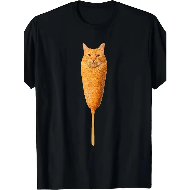 Corndog Cat Meme T Shirt Mens All Weather Comfortable Soft Short Sleeved Shirt Fun Short Sleeved Shirt Crewneck