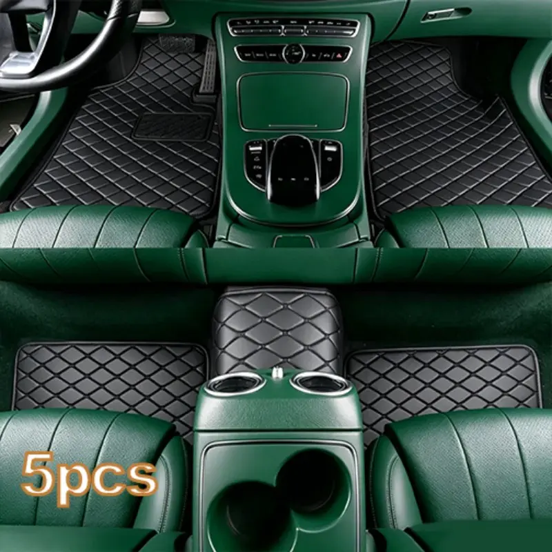 5 Piece Universal Car Mats, High-End PU Leather, Easy Clean, Durable, Waterproof, Wear-Resistant, Non-Slip, All-Season Car Floor Pads