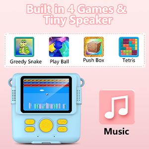 Kids' Compact Instant Print Camera - 1080P HD Digital Video Camera, 3-12 Age Christmas/Birthday Gifts, 3 Rolls Photo Paper, 32GB Card, Lanyard, Type-C USB, Colorful Pens, Large Screen, Soft Plastic Portable Toy - Blue Kids' Compact Instant Print Camera - 1080P HD Digital Video Camera, 3-12 Age Christmas/Birthday Gifts, 3 Rolls Photo Paper, 32GB Card, Lanyard, Type-C USB, Colorful Pens, Large Screen, Soft Plastic Portable Toy - Blue