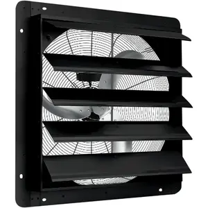 24" Wall-Mounted Shutter Exhaust Fan, 3500 CFM High-Speed Ventilation, 1500 RPM Low-Noise, Aluminum Blades & Automatic Shutter for Attic, Garage, Greenhouse, Workshop & Louvered Vent Applications