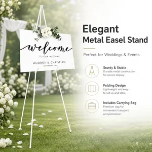 Foldable Metal Tripod Easel, Includes Storage Bag, Lightweight and Stable Display Stand, Ideal for Weddings, Art Boards, Posters, Exhibitions
