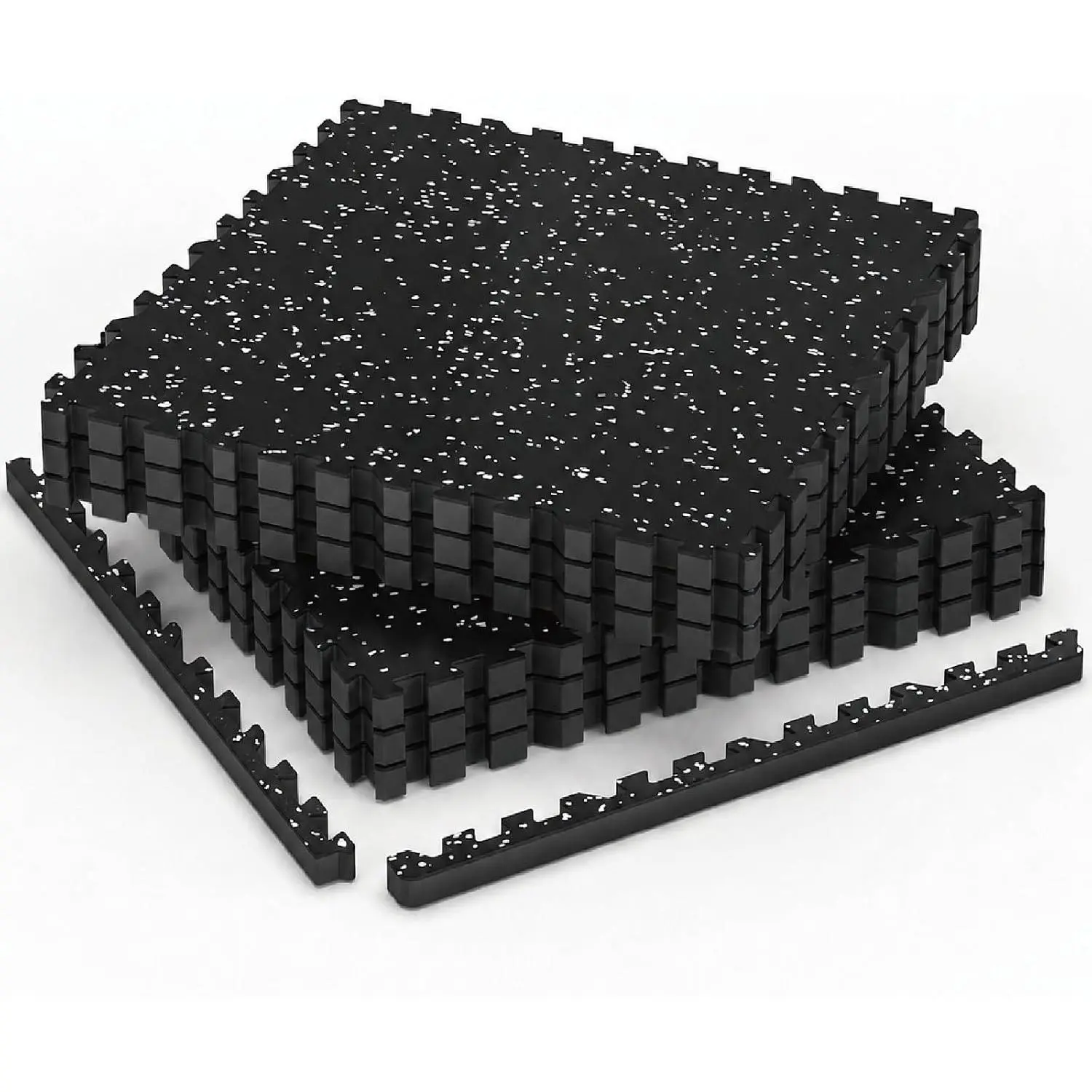 1" Ultra-Thick 24 Sq Ft Rubber Top Gym Flooring for  Gym | 6 Tiles, High Density EVA ,  & Non-Slip Rubber, Interlocking Puzzle Mats, Heavy Duty Floor Protection, 24"x24"