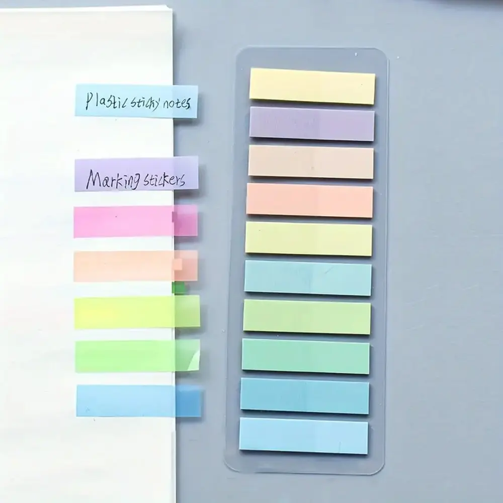 400/1000 Sheets Assorted-Color Transparent Index Sticky Notes, Creative Memo Stickers, Self-Adhesive Tabs for Office and School Stationery
