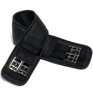 Ovsellerie Airform Chafeless Dressage Girth - Cushioned Textured Soft Black Girth with Stainless Steel Hardware