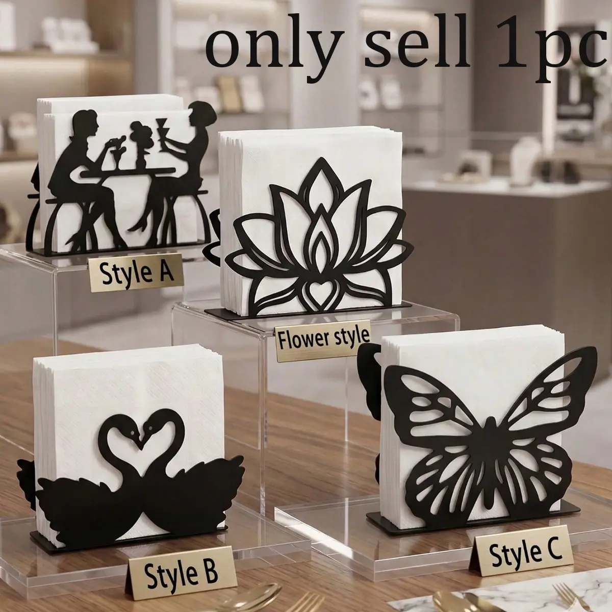 Metal Decorative Napkin Holder, Standing Napkin Dispenser, Kitchen Paper Organizer, Modern Elegant Desktop Accessory, Home Goods, Home Kitchen Restaurant Party Cafe School Use