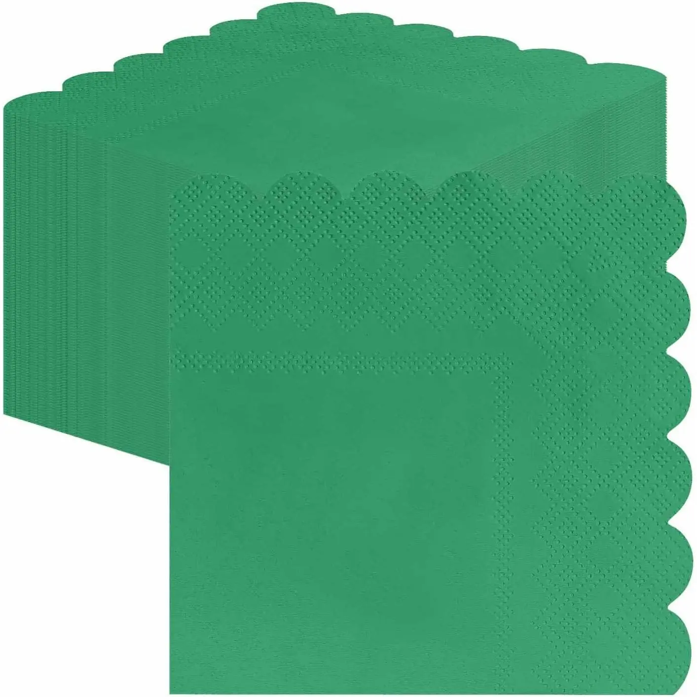 50 count 3-ply Green Napkins Disposable Folded 5 x 5 Inches Scalloped  Napkins Paper Napkin for Dinner Wedding Birthday Christmas Party Supplies