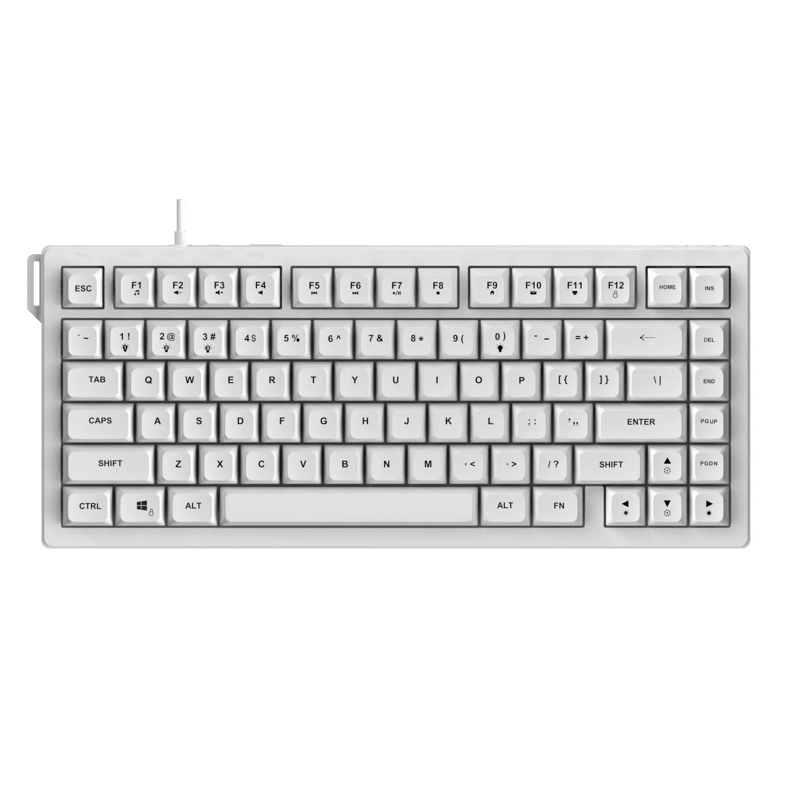 AJAZZ AF82 75% wired office keyboard with multifunctional volume adjustment knob, mute button, film keyboard, 82 keys, saving desktop space, ergonomic design, gaming keyboard, wired plug and play, dual-use for gaming and office
