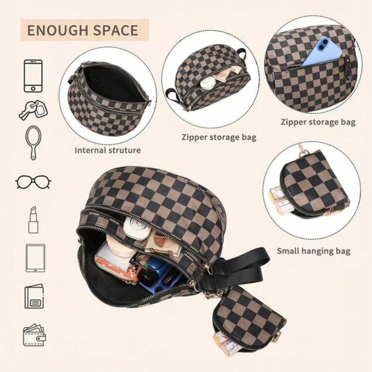 Fashion Plaid Pattern Shoulder Bag With Coin Purse, Large Capacity Handbag, Versatile Lightweight Crossbody Bag with Ajustable Breit Strap for Women