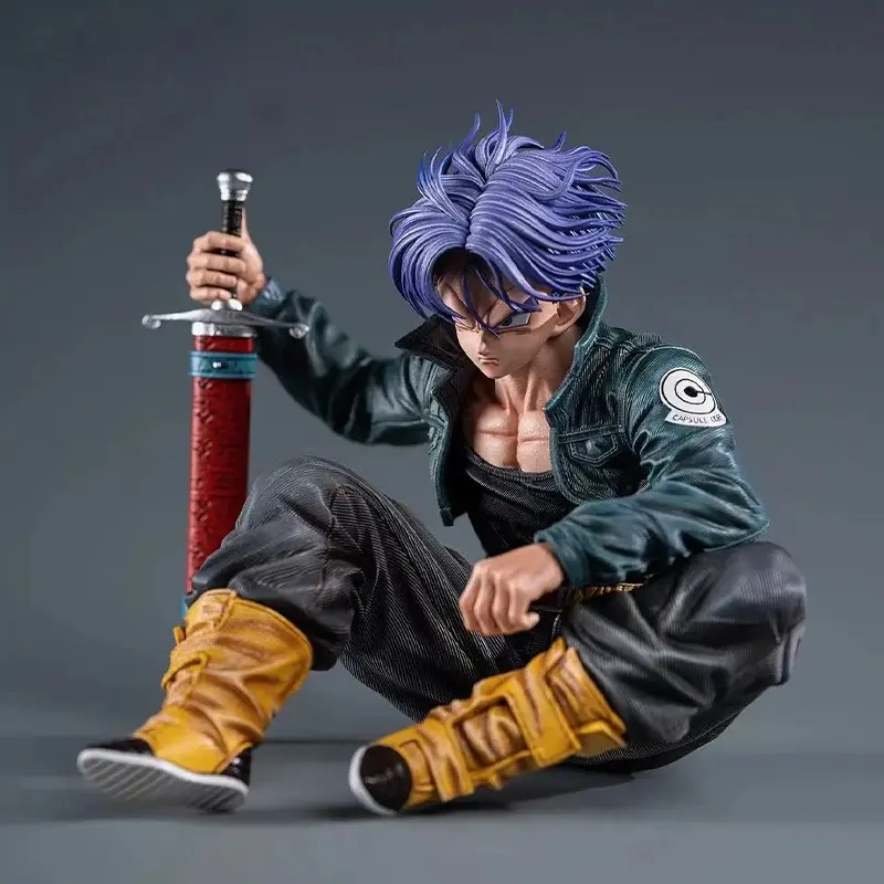 Dragon Ball Future Trunks Sitting Figure, Anime Model Collectible, Desktop Decor, Gift for Boys, High Detail Dragon Ball Statue
