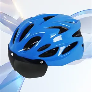 One-Piece Cycling Helmet with Magnetic Attached Visor Rear Taillight Mountain Bike Shockproof Safety Helmet
