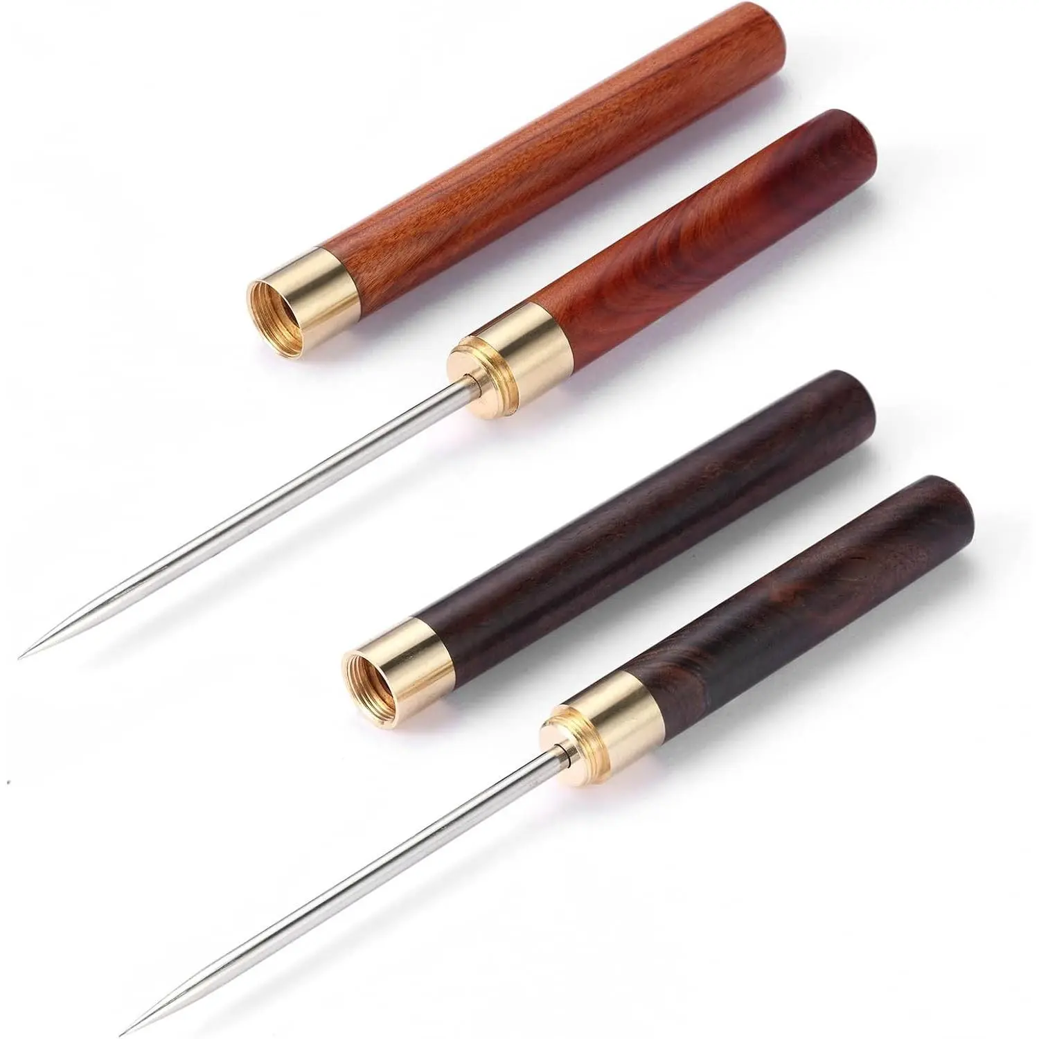 2 Pack Stainless Steel Ice Picks with Safety Cover, 9-inch Pick Tool for Breaking Ice, Non-slip Wooden Handle for Easy Grip, for Kitchen, Bars, Bartender, Picnics, Camping & Restaurant