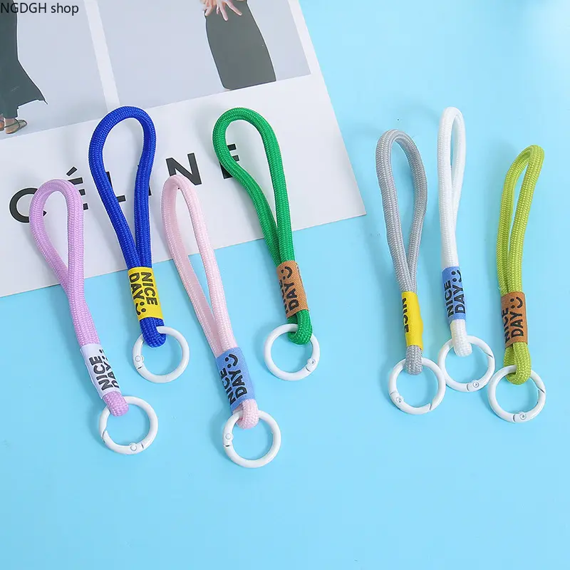 Colorful Wrist Lanyard Key Strap, Nice Day Printed Short Rope Keychain, Light‑Weight Braided Cord Key Ring, Quick‑Release Spring Clasp Accessory for Keys Bags Daily Outdoor Use