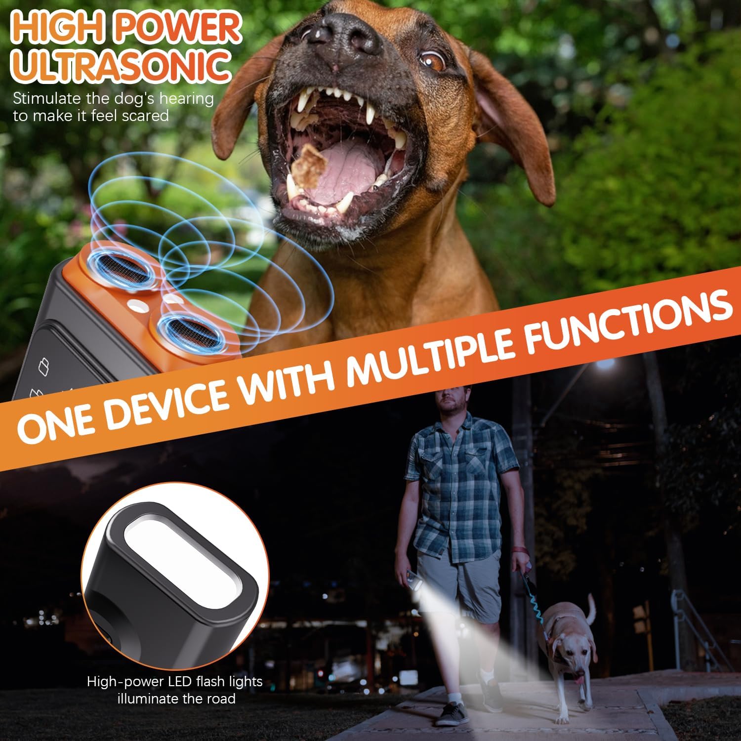 Dog Bark Deterrent Device, 1 Box Rechargeable Dog Bark Control Device with LED Flashlight, Dog Training & Behavior Aid Tool for Outdoor, Pet Gear, Pet Supplies, Easter Gifts, Pet Products