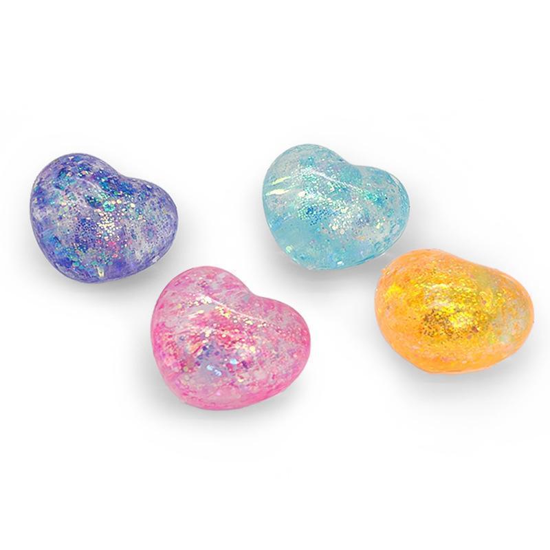 1Pc Changing Color Heart Squeeze Toy Sequins Love Fidget Toy Squishy Pinch Kneading Toy Stress Reliever Toy Kid Party Favor Heart Shaped Slow Rebound Toy