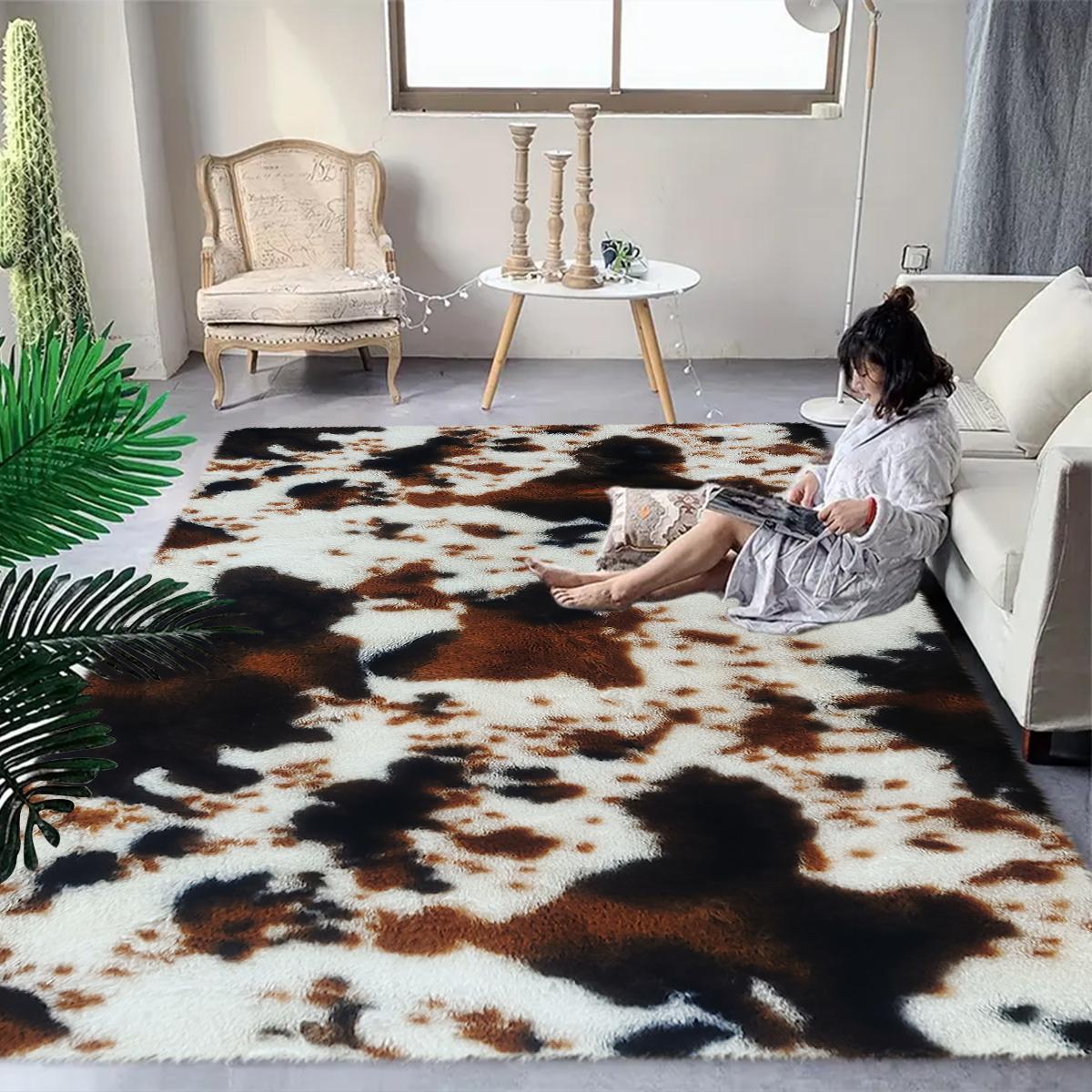 Cow Print Area Rug, Animal Printed Rug, 1 Count Non-slip Soft Floor Mat, Decorative Carpet for Home Living Room Bedroom, Home Decor