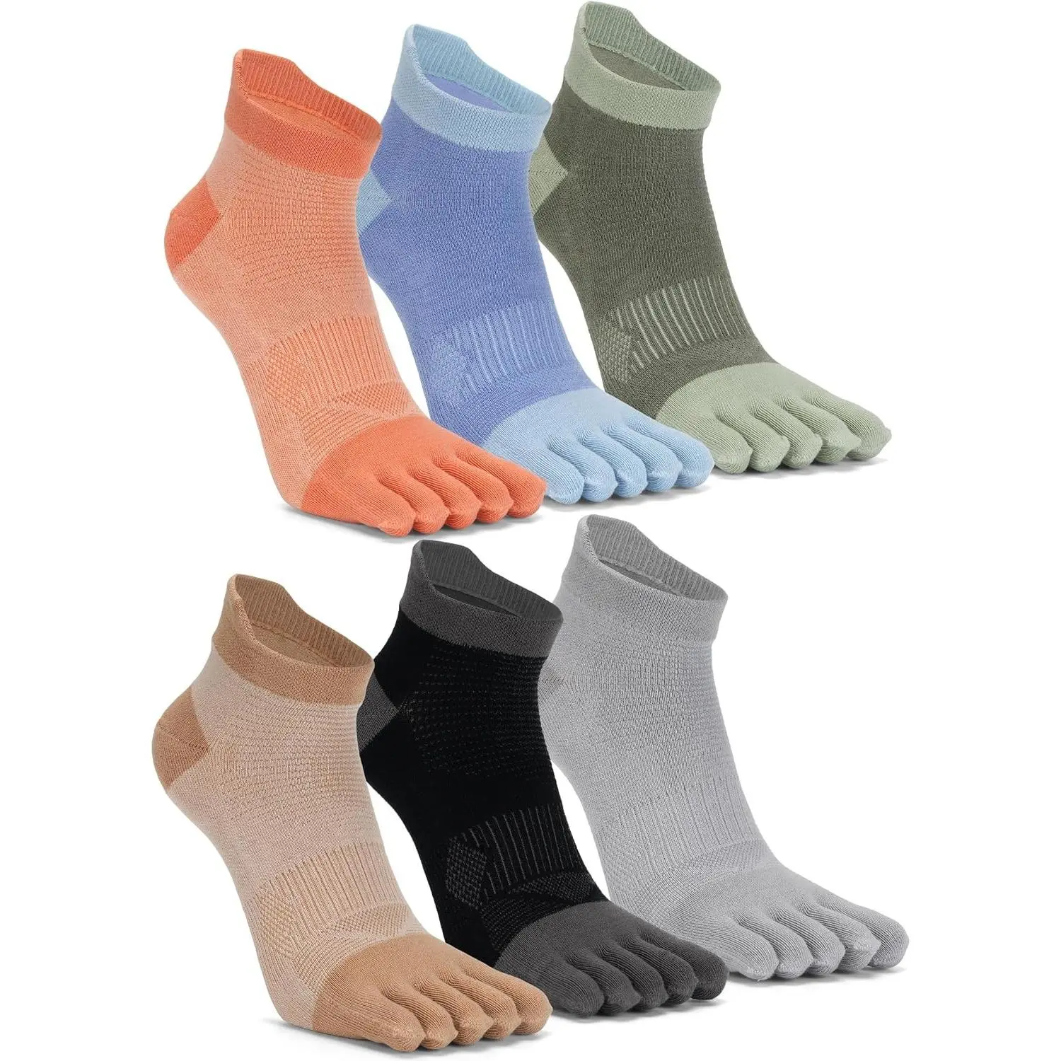Toe Socks Five Finger Socks Ankle Athletic Running Socks Cotton,Size 5.5-7.5 Men and Women