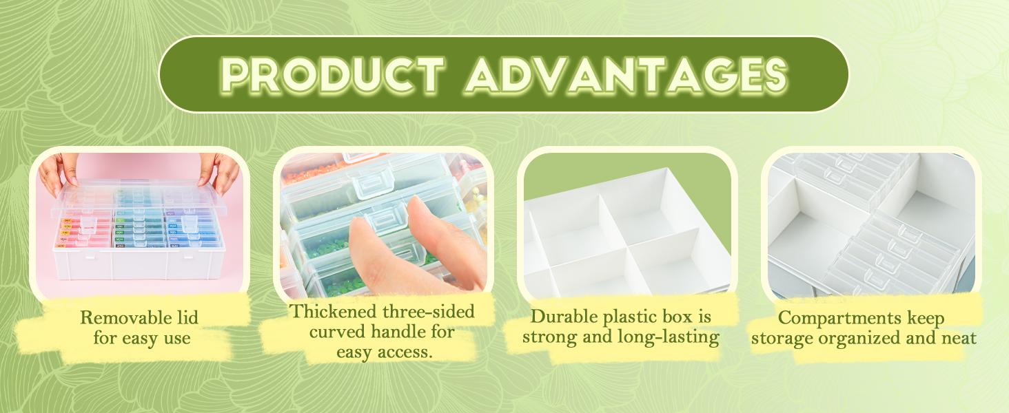 Diamond Painting Trays with Lids and Diamond Art Storage, 60PCS Diamond Art Accessories with Storage Containers, 2-in-1 Drill Storage and Line-Up Tool, 2 Packs 5D Diamond Painting Tools for Beads