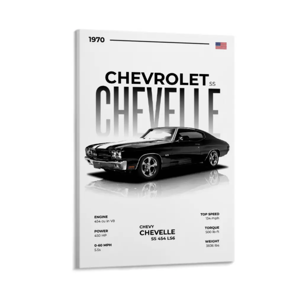 Chevrolet Chevy Chevelle Car Posters 1970 Classic American Muscle Wall Art Car Prints Aesthetic Supercar Poster Bundle Gift, Vintage Car Poster, Automotive Wall Art, Garage Decor, Muscle Car Decor, Car Lover Gift nature inspired room decor gift tiger