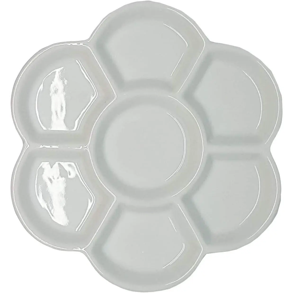 White Porcelain Watercolor Palette Washable Ceramic Paint Tray with Non-Stick Surface Professional Artist-Grade Mixing Palette for Studio and Outdoor Painting