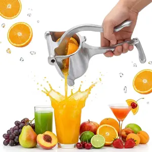 Fruit Juice Hand Juicer Squeezer Lemon Juicer Manual Hand Press with Ergonomic Grip, Easy to Clean for Orange Citrus Pomegranate Lime Grapefruit Kitchen Tool (Silver)
