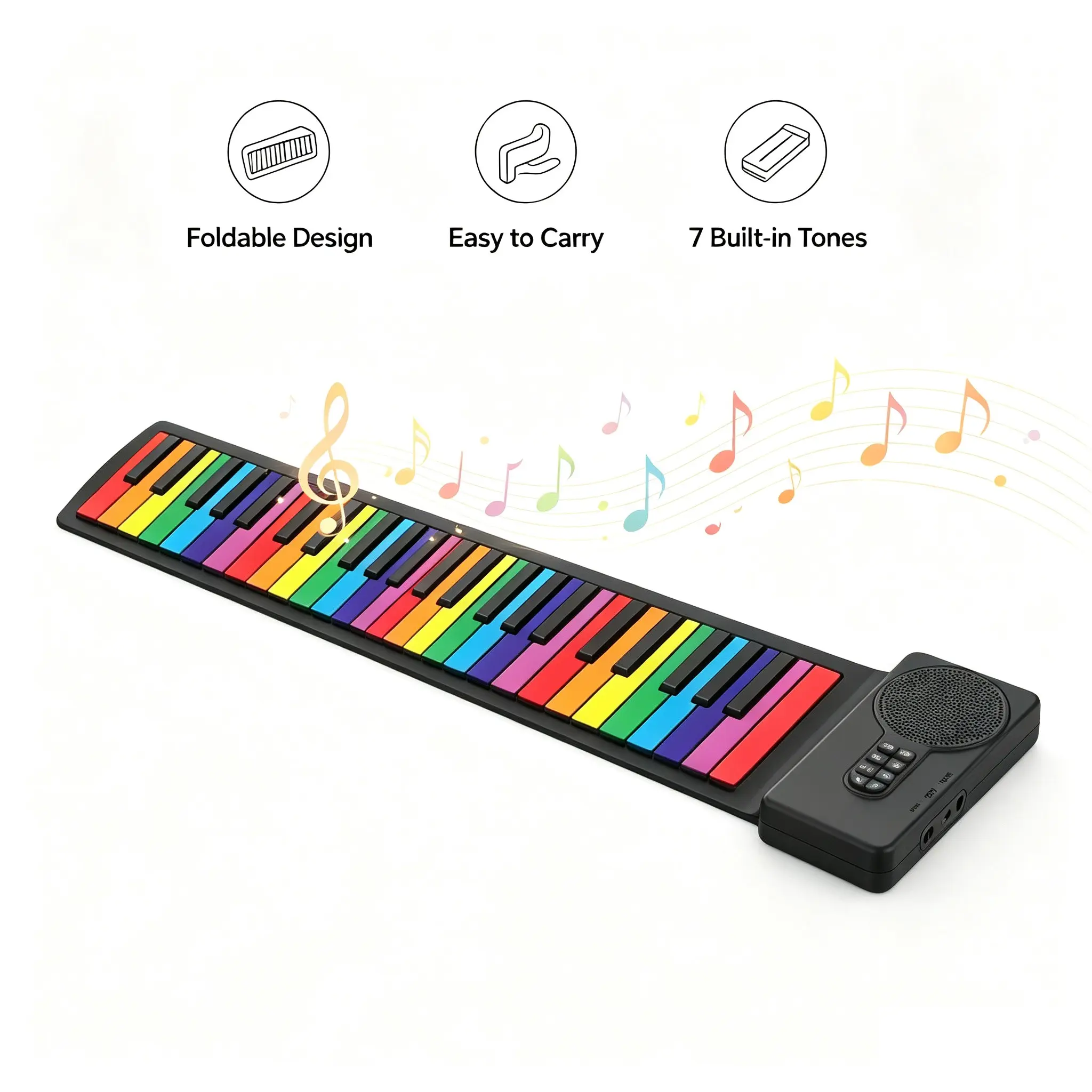 49 key flexible folding keyboard piano portable charging electronic keyboard, in tone/demo/recording/sustain function, comes with USB cable, a gift for children, preferred for home or outdoor beginners, Music Keyboard