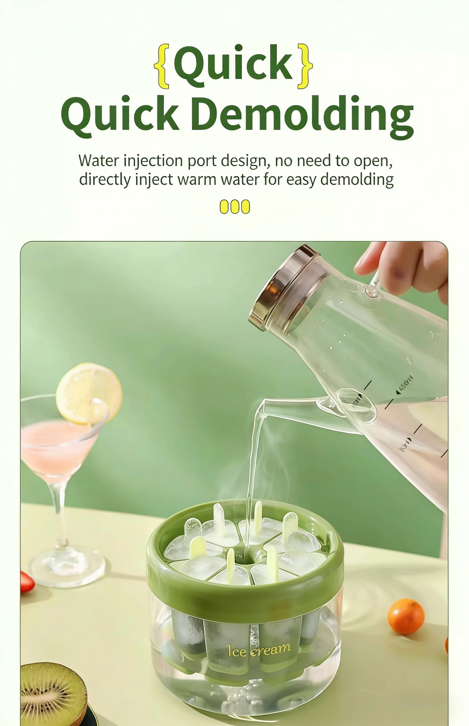 2PCS Reusable Popsicle Molds with Lids, Food Safe Ice Cream Tray for Home Kids Use