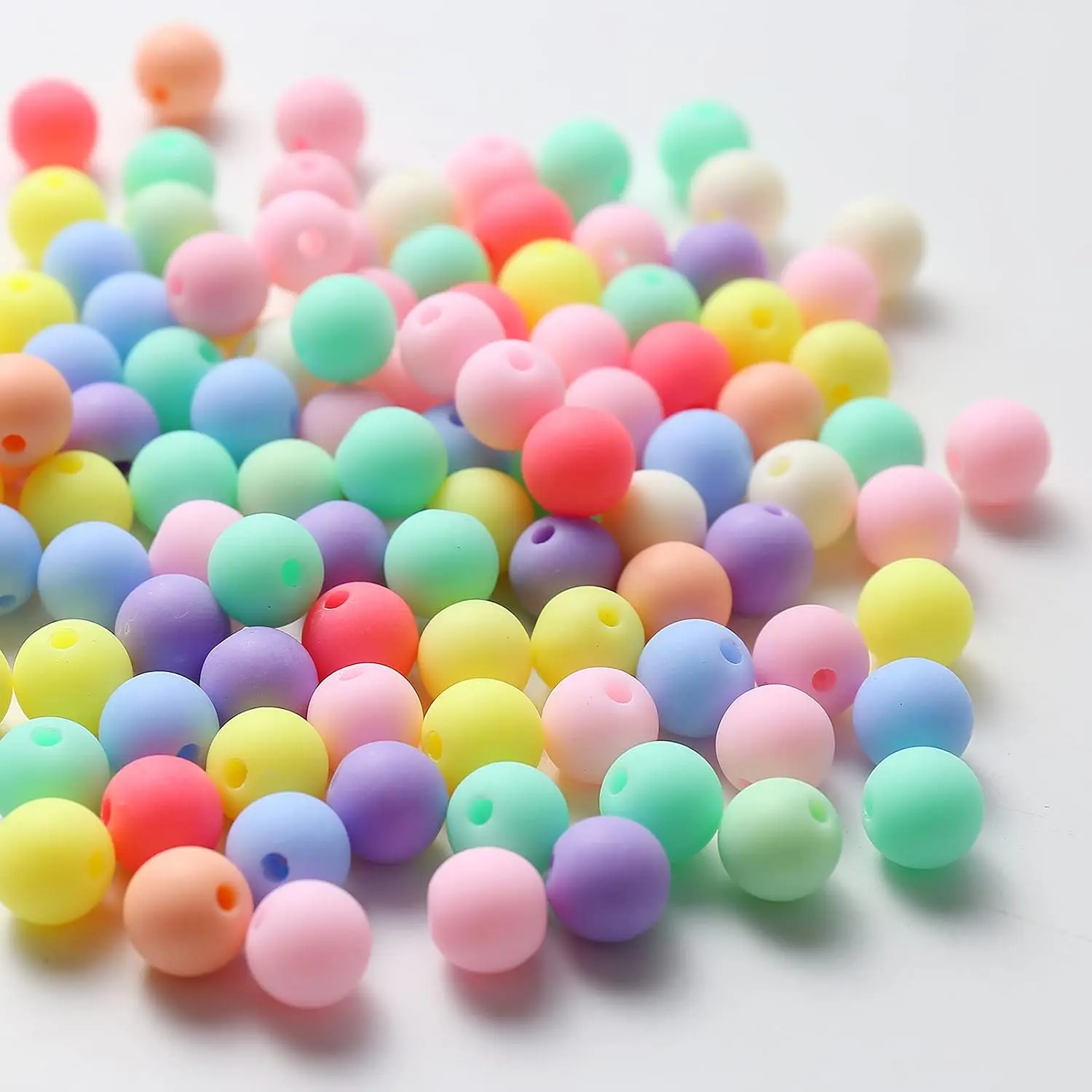 Matte Craft Beads - 400 Count Synthetic 10mm (1cm) Opaque Multicolor Pony Beads for Beginner Jewelry Craft, DIY Necklaces & Bracelets