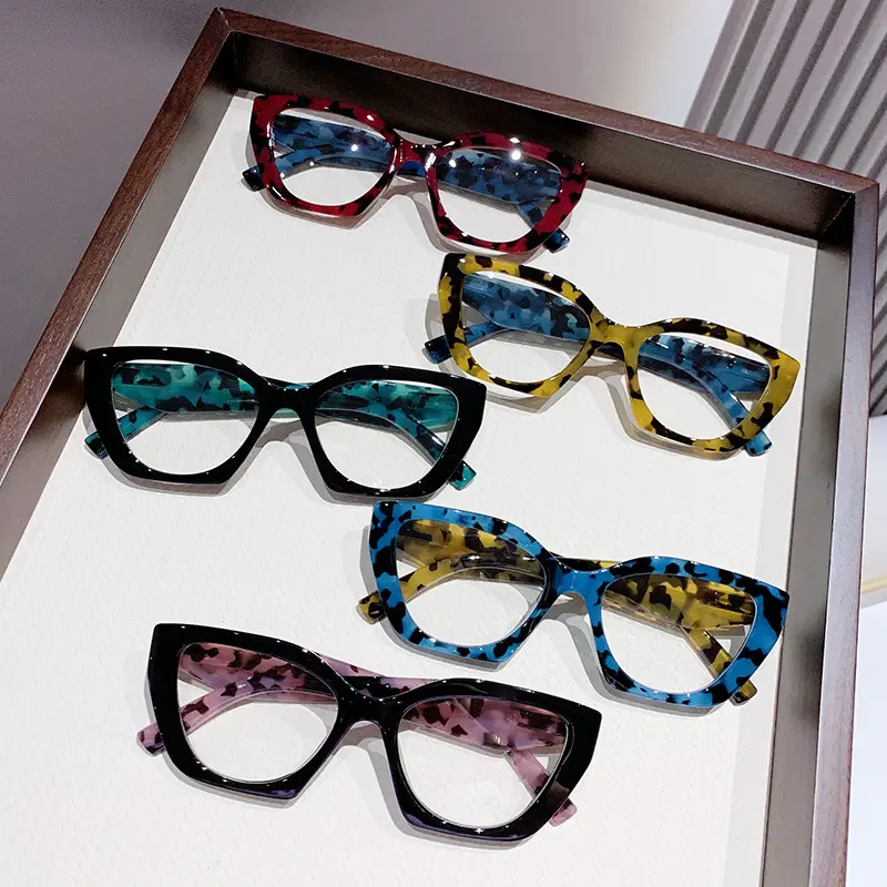 Vintage Leopard Pattern Large Frame Reading Glasses Anti Blue Light Single Vision Presbyopic Glasses Trendy Personalized Eyeglasses For Seniors