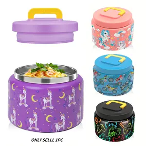 8oz Stainless Steel Soup Bowl, Insulated Hot and Cold, Cartoon Pattern, Durable Design, Perfect for Daily Use, Ideal Gift Choice