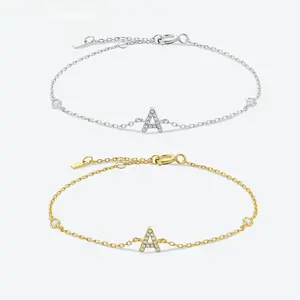 Adjustable 2026 Fashion Jewelry Bracelets - 26 Letters Initial Alphabet Monogram, Gold Name Design, Crystal CZ Zircon, Stainless Steel, Women’s Style with Santa Muerte Pendant bracelet jade bracelet,cords for graduation,beach essentials