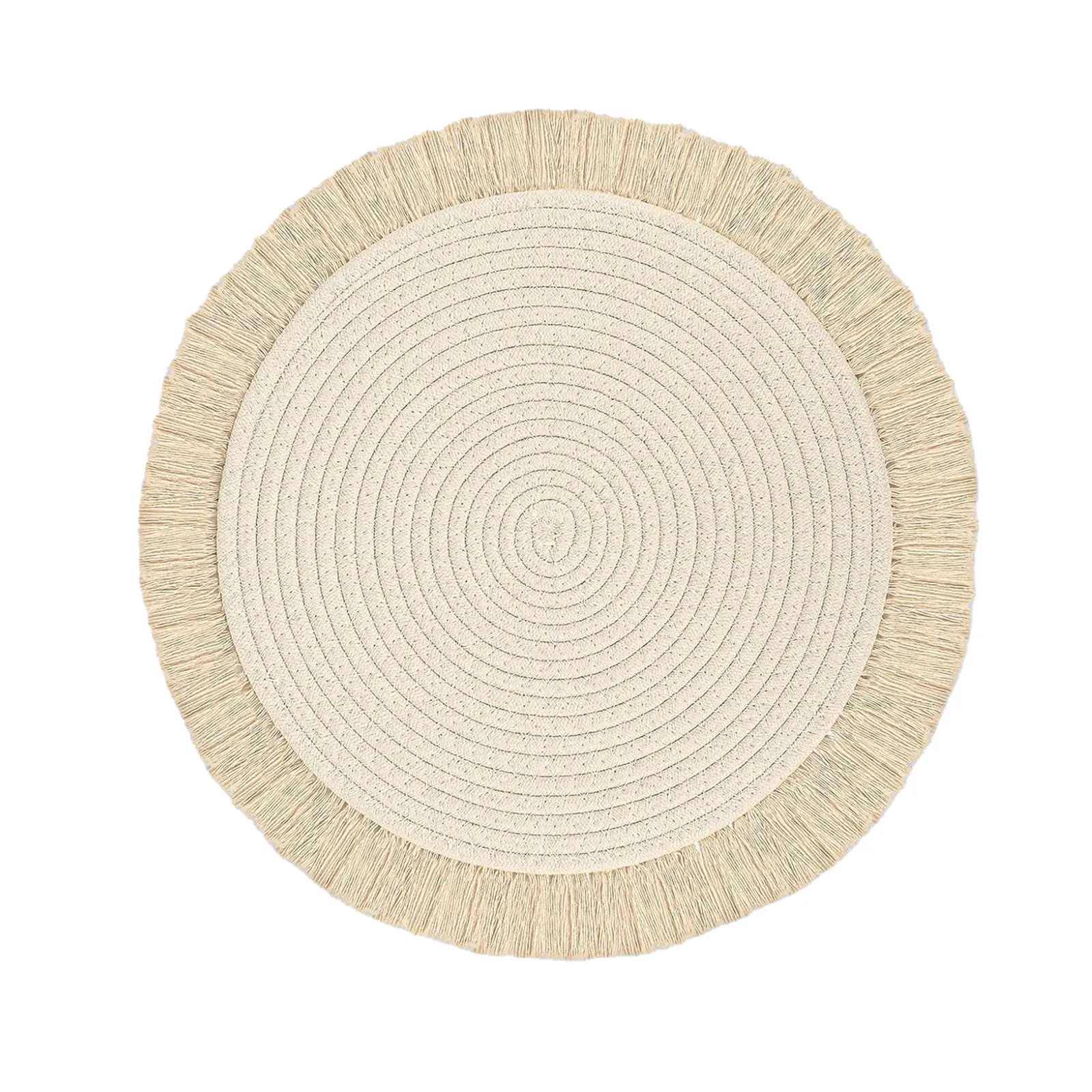 Boho Placemats Set of 8 Round Tassel Cotton Woven Mats 13 Inch Washable Heat Resistant Non Slip Dining Table Placemats for Farmhouse Kitchen Decor