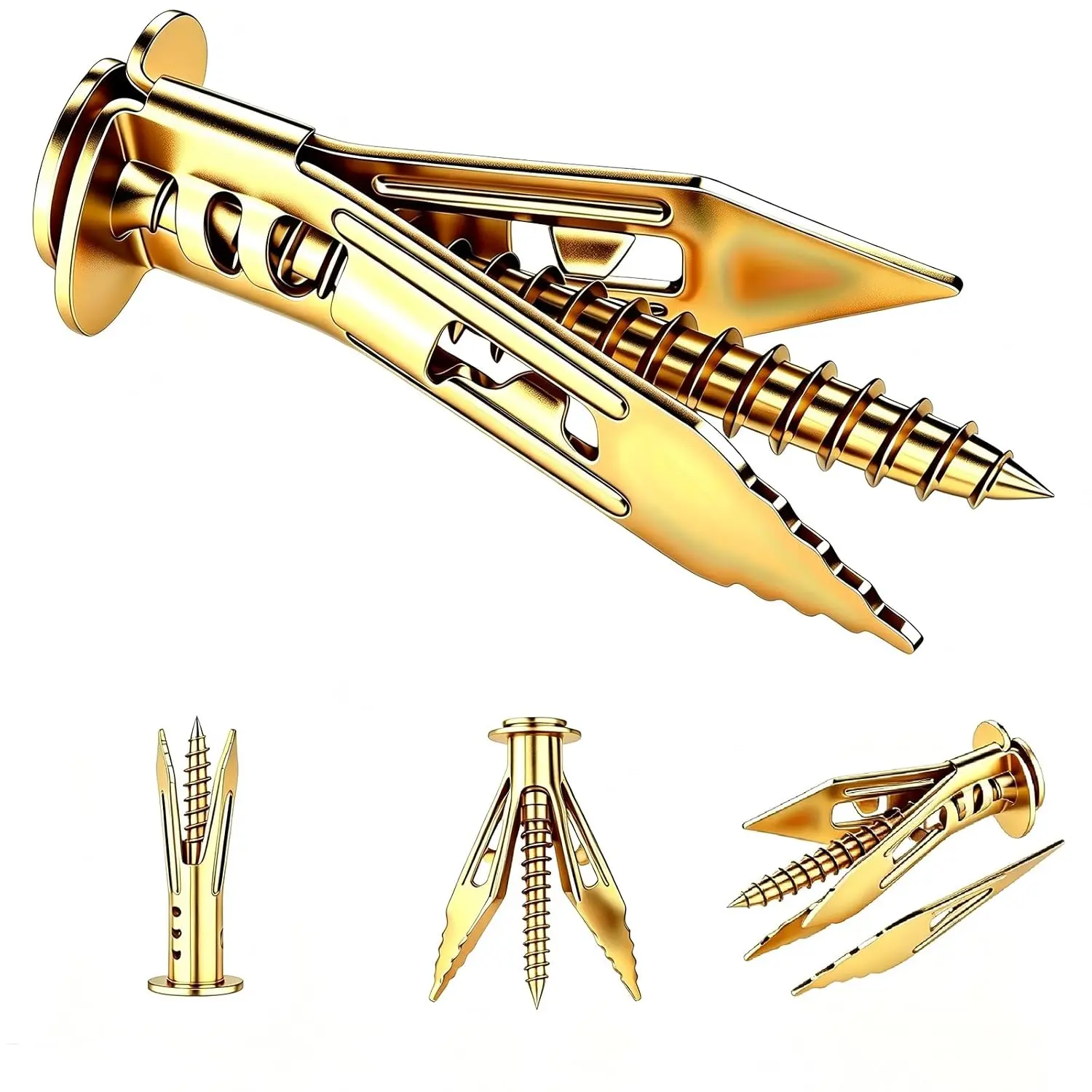 120 count Self Tapping Drywall Anchor and Screw Set–Galvanized Steel Includes 60 Anchors and 60 Galvanized Expansion Screws No Pre-Drilling Required Suitable for Drywall Surfaces Ideal Mounting Shelves