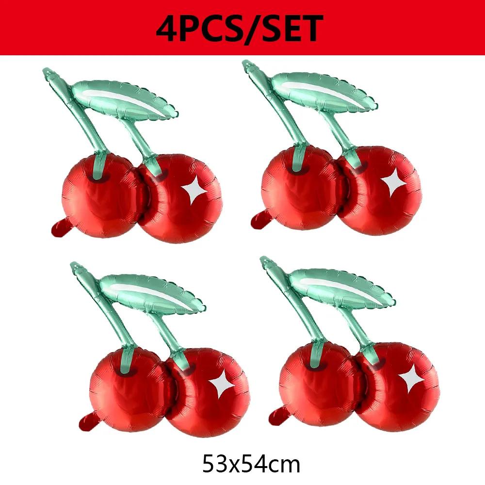 2/4/5/6pcs Cherry Aluminum Film Balloon Fruit Theme Sweet Girl lovely Cherry Birthday Party Valentine Scene Decoration Balloon