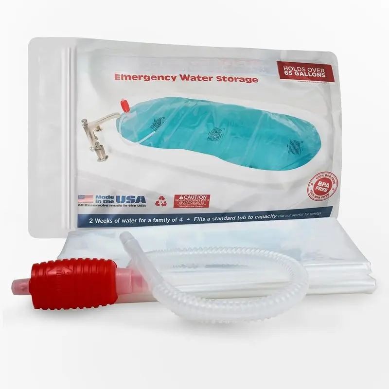 Made in USA - Emergency Bathtub Water Storage Bladder 65-100 Gallon Capacity - BPA Free- Food Grade Materials - Hurricane Disaster Preparedness Supply - Family Survival Supply (Bag)