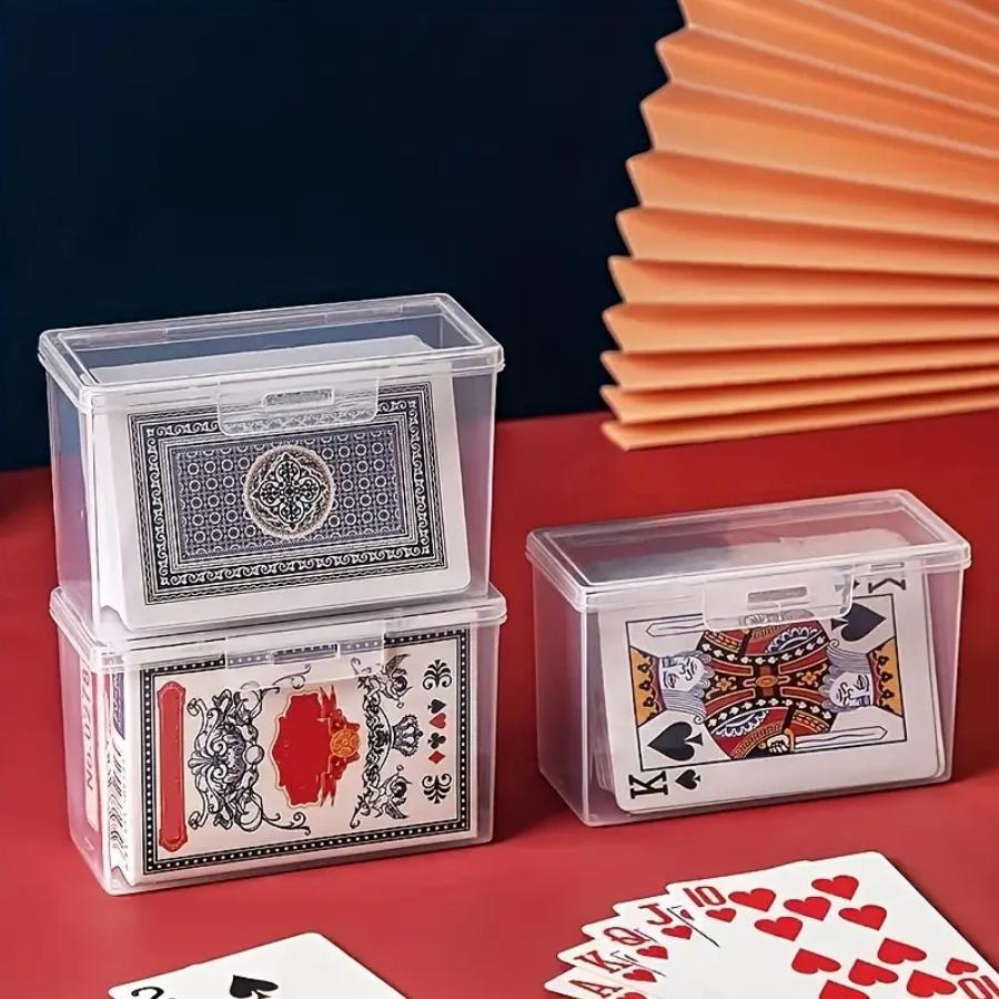 Card Storage Box, 2 Counts Clear Card Game Card Display Box, Poker Storage Box for Home Office, Office Accessories,  Room Accessories
