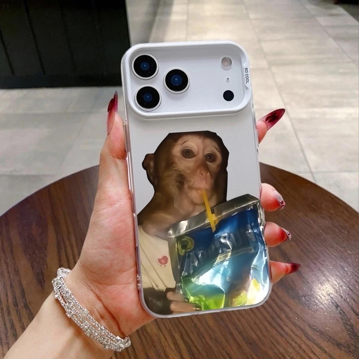 Drin king monkey Pattern Case for iPhone 17 Pro Max 17 Air 16/15/14/13/12/11 Pro Max XR XS E Plus Retro High-end Shockproof Drop Screen Protection Cute Durable PC Smartphone Cover